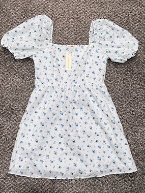 Copper Key Floral Puff-Sleeve Juniors Dress